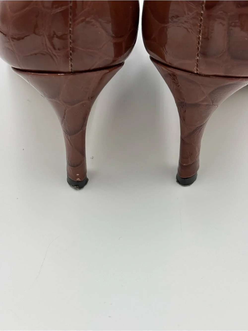 27 EDIT Fanfare Brown Croco Pointed Toe Kitten Heel Pumps Women’s 7 M